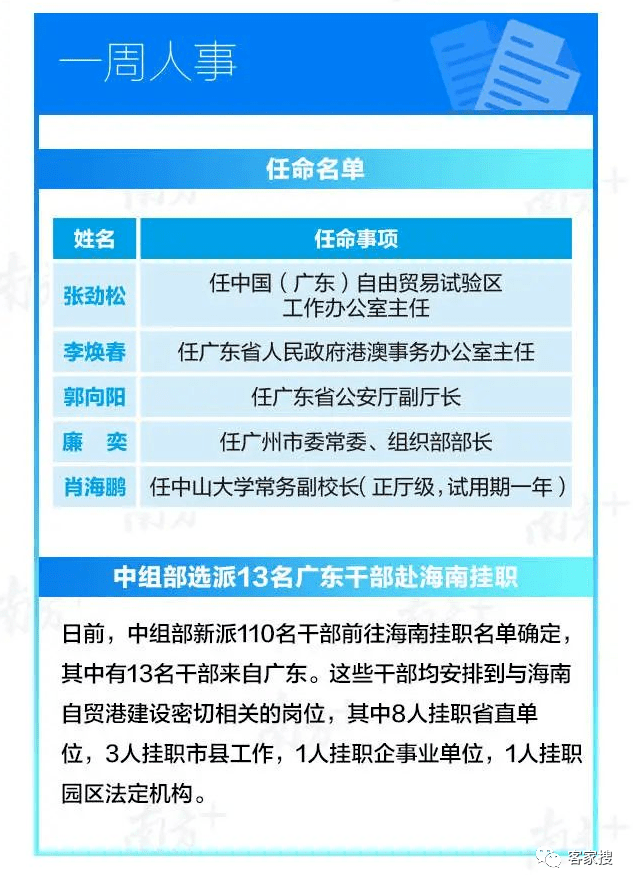 广东最新人事任免动态概览